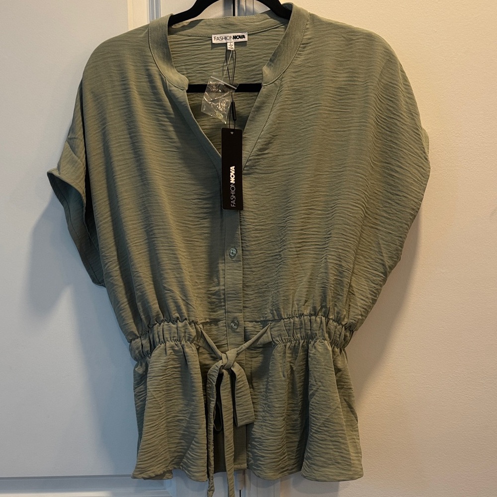 Fashion Nova Sage Green Blouse